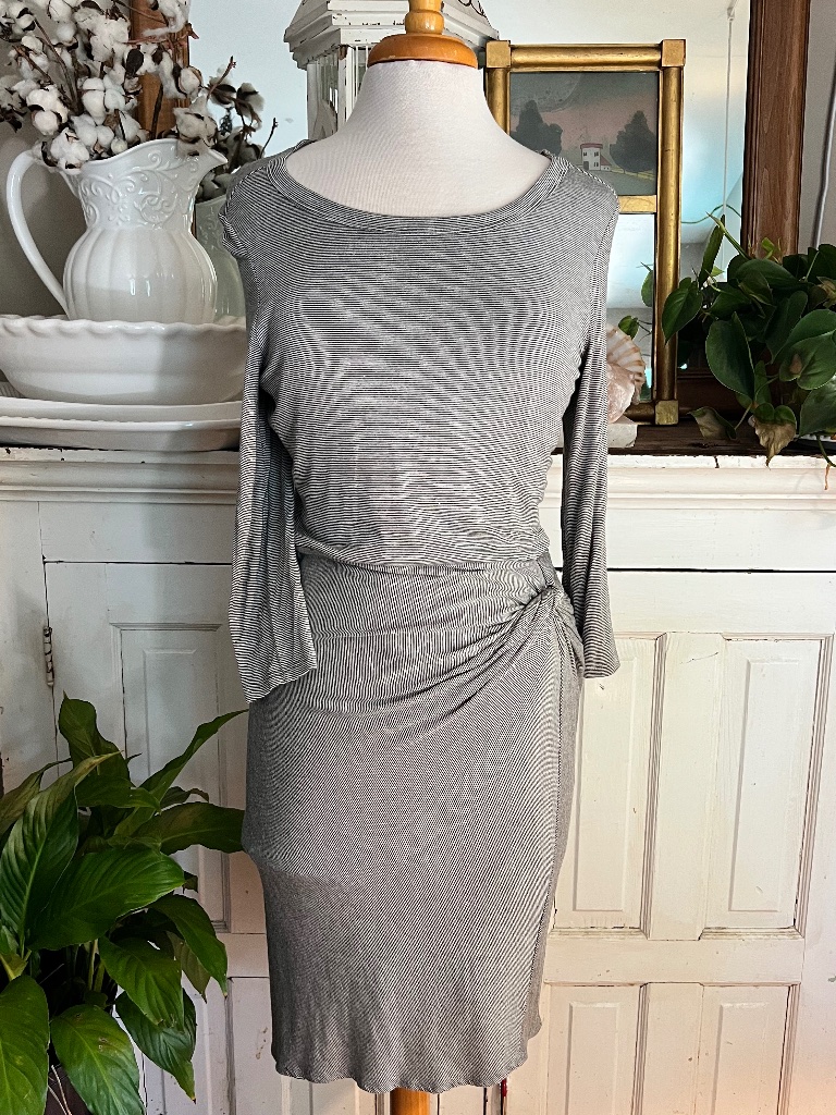 Work To Play Black & White Striped Body Hugging Classic Dress W A Modern Touch